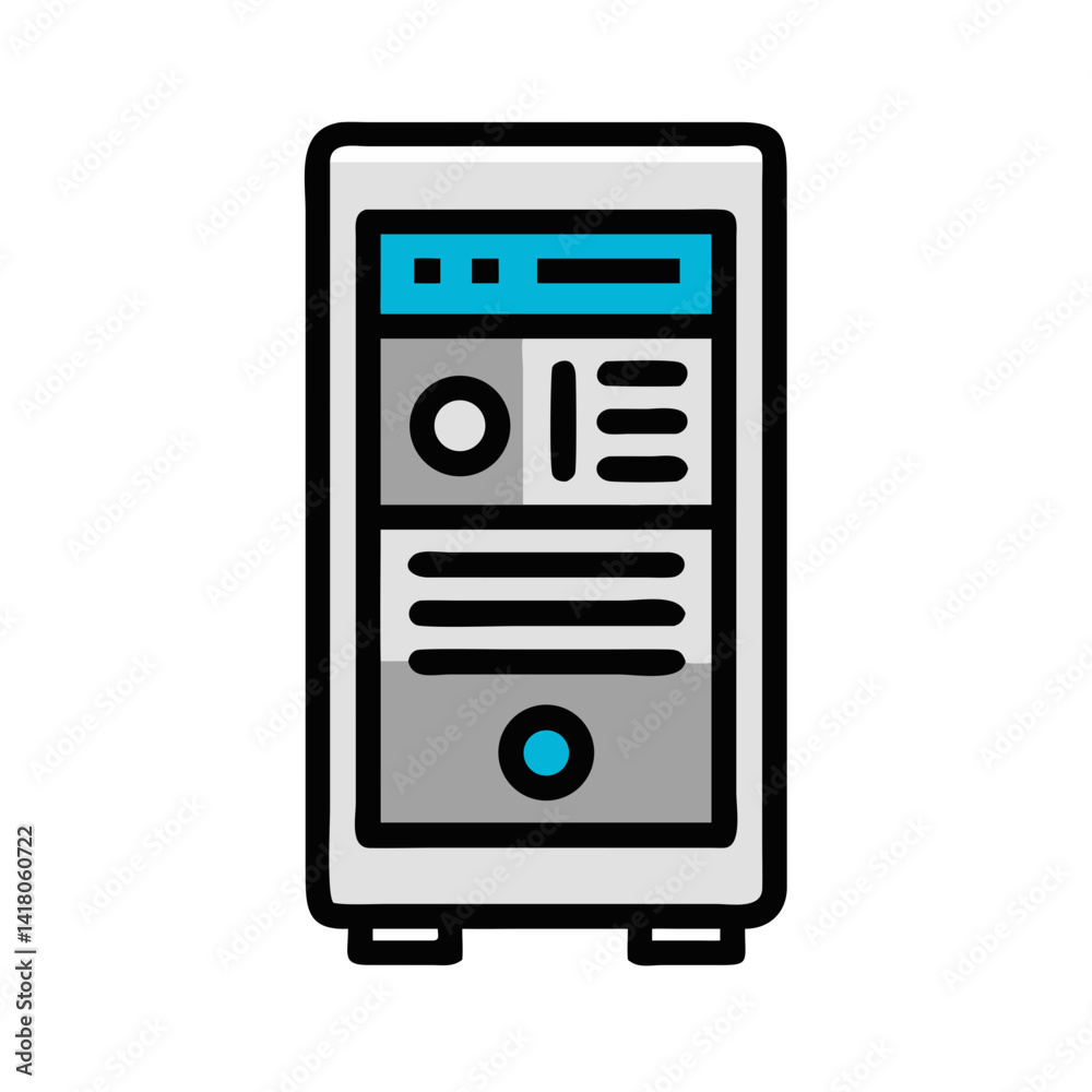 Aufkleber PC Tower with Components Icon Representing Computer Hardware and System Architecture