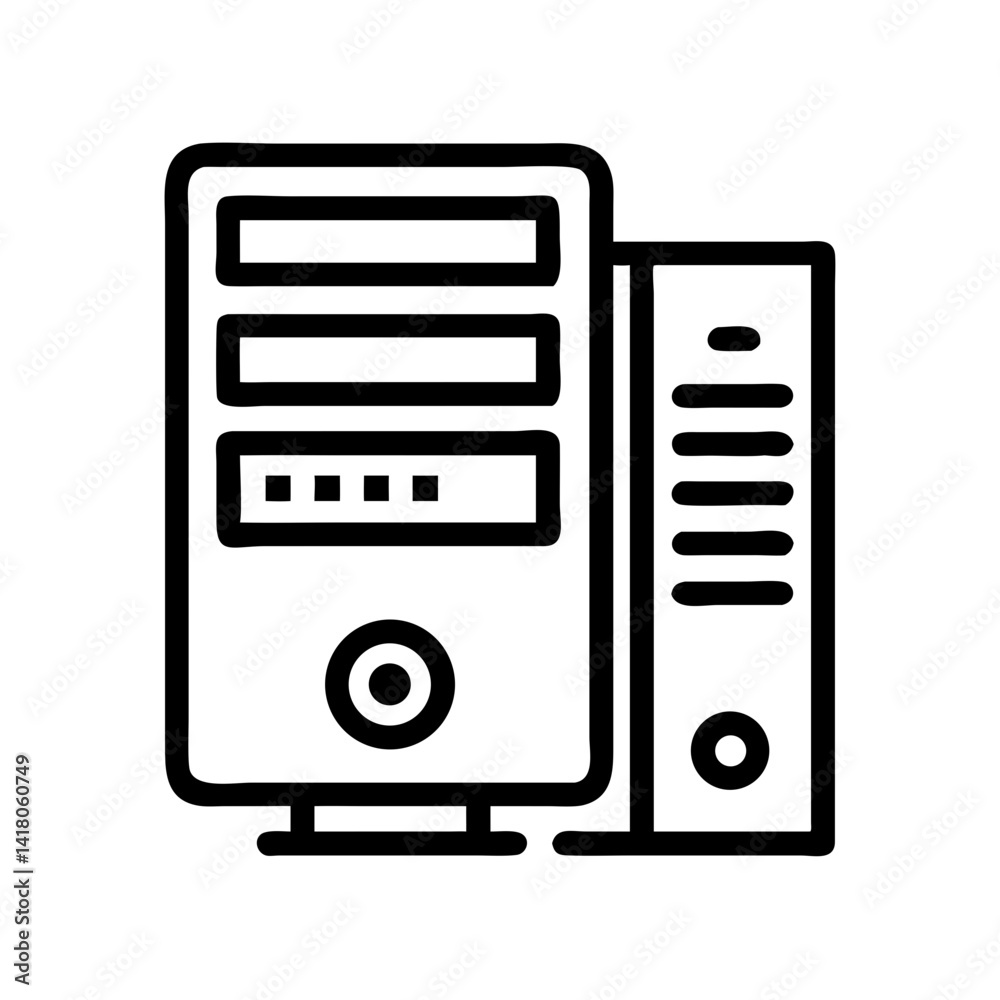 Aufkleber PC Tower with Components Icon Representing Computer Hardware and System Architecture