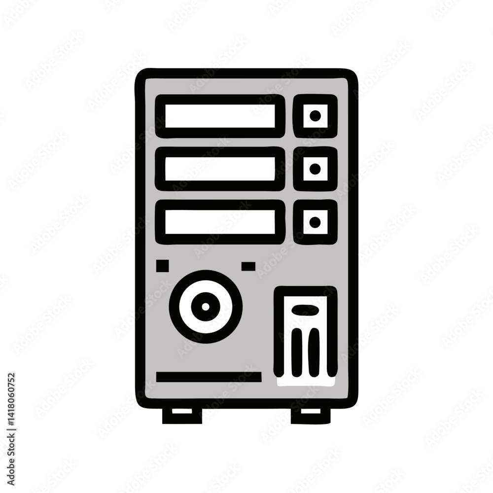Aufkleber PC Tower with Components Icon Representing Computer Hardware and System Architecture
