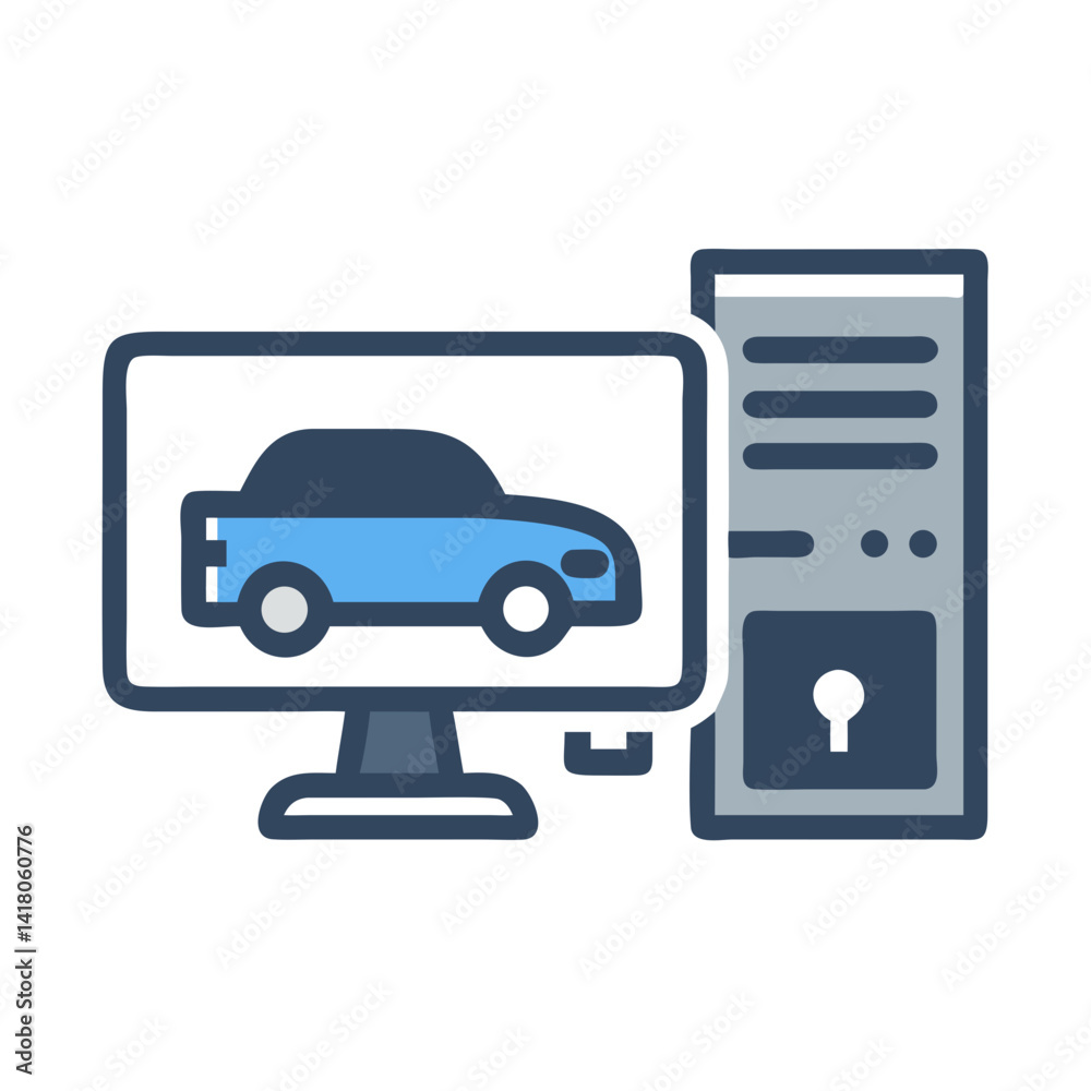 Aufkleber PC with Car Icon Representing Driving Simulation and Automotive Training Software