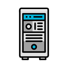 Fototapeta premium PC Tower with Components Icon Representing Computer Hardware and System Architecture
