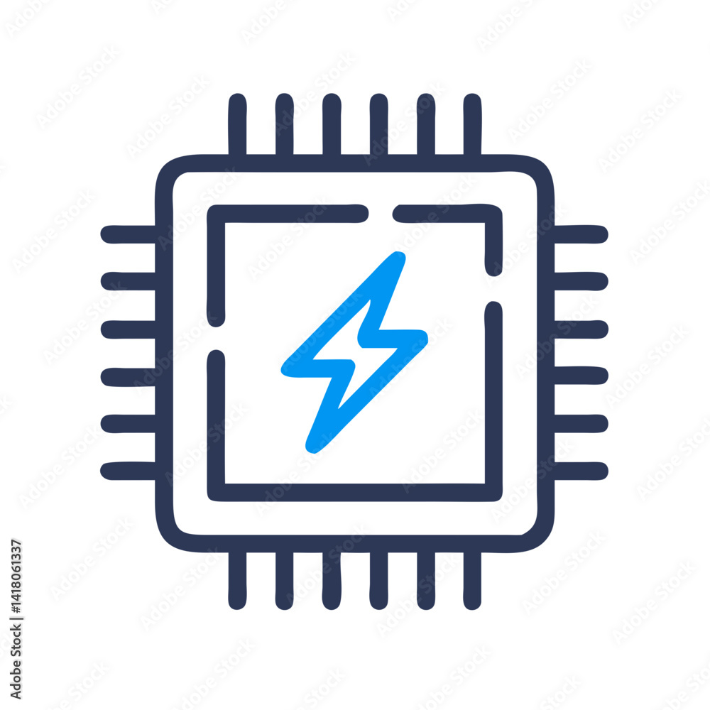 Aufkleber Processor with Lightning Icon Representing Power Performance and High-Speed CPU Capability
