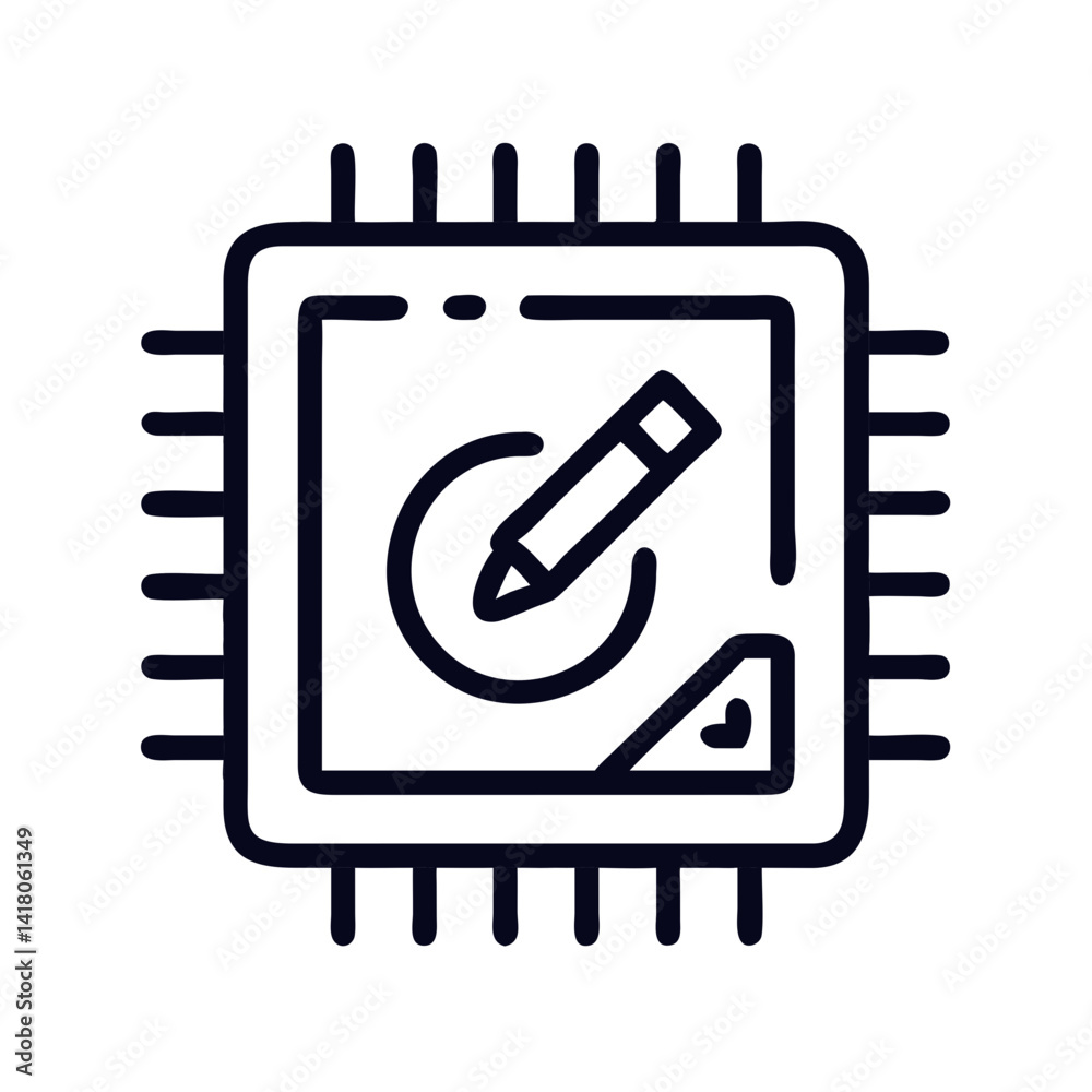 Poster Processor with Pen Icon Representing Overclocking Configuration and Custom CPU Tuning