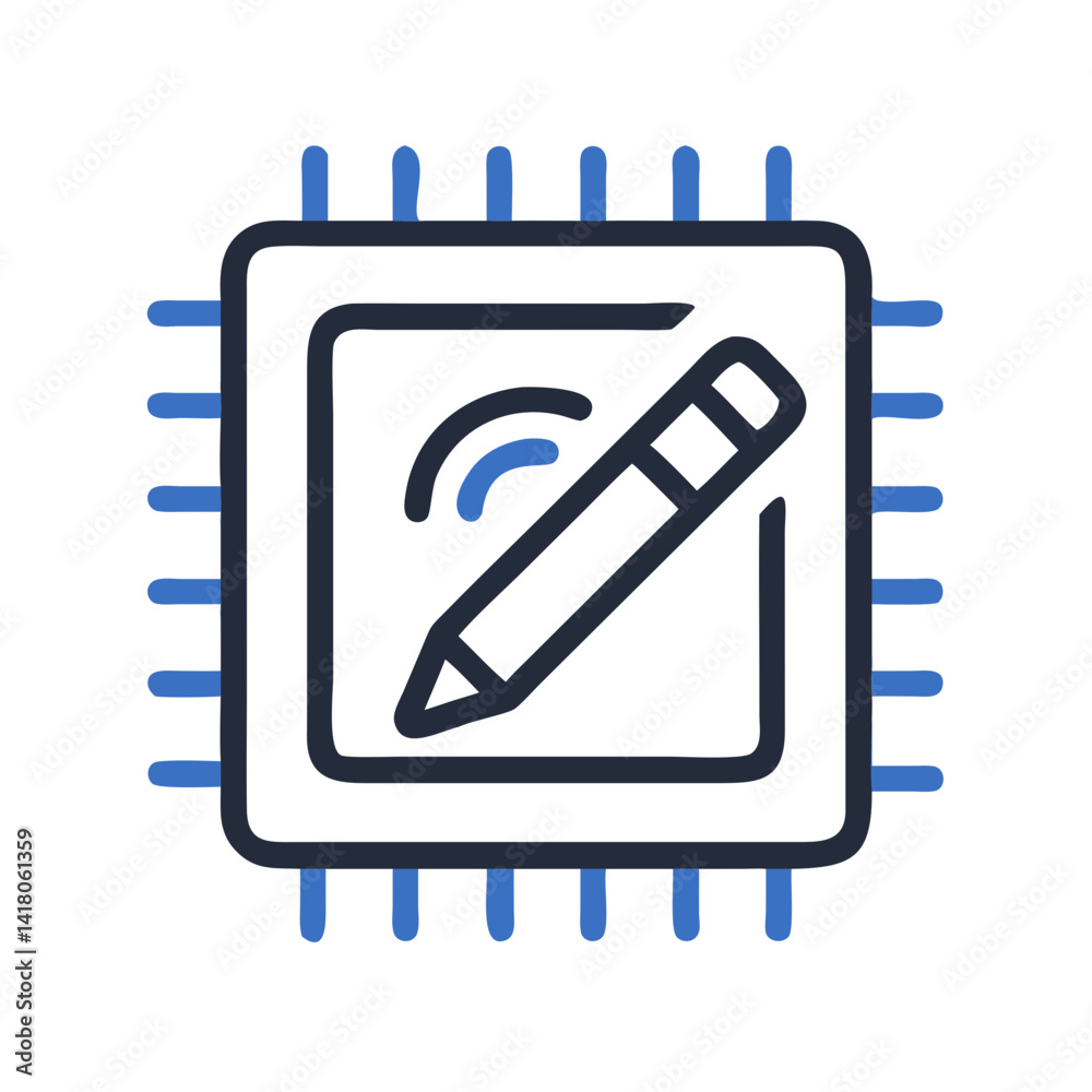 Poster Processor with Pen Icon Representing Overclocking Configuration and Custom CPU Tuning
