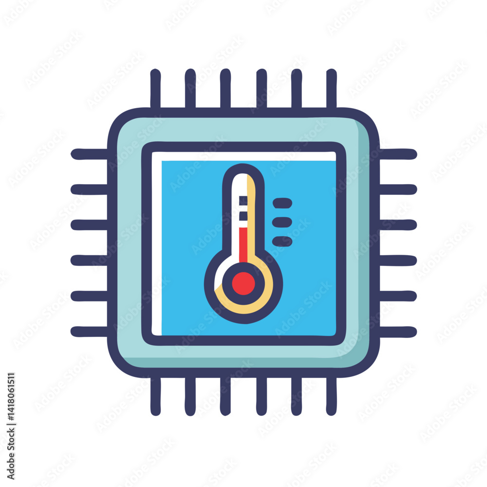 Poster Processor with Thermometer Icon Representing Heat Monitoring and CPU Temperature Control