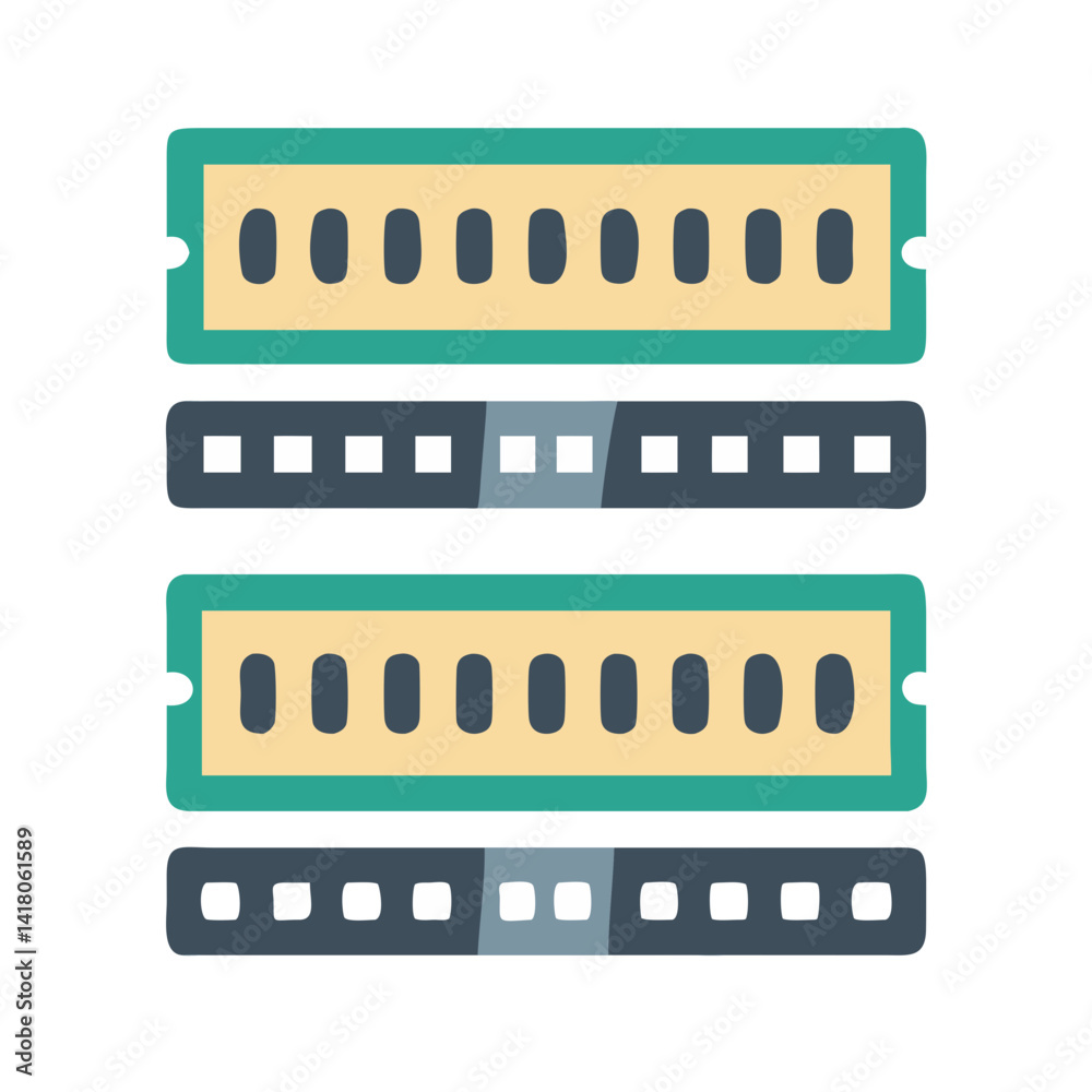 Fototapete RAM Modules Icon Representing Memory Storage and Computer Performance Hardware