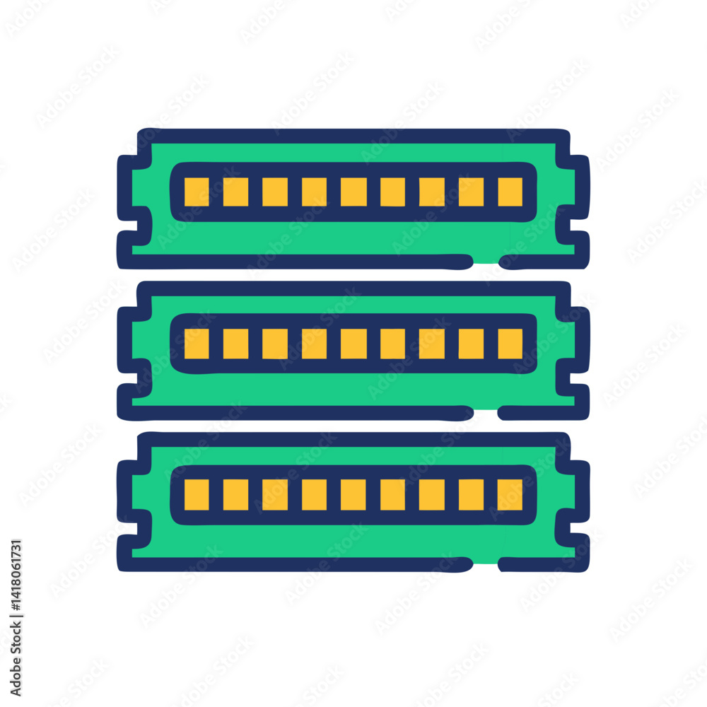 Poster RGB RAM Sticks Icon Representing Illuminated Memory Modules for High-Performance PCs