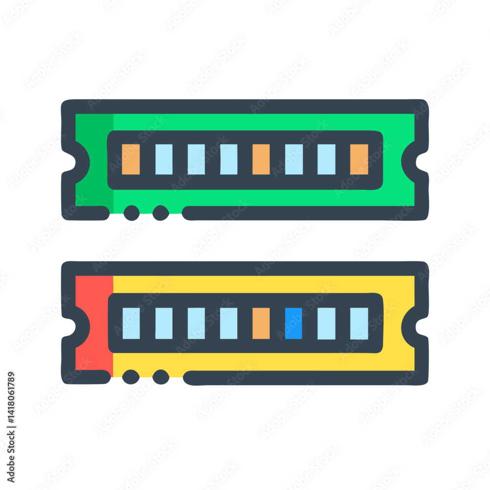 Leinwandbilder RGB RAM Sticks Icon Representing Illuminated Memory Modules for High-Performance PCs