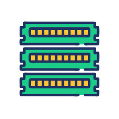 RGB RAM Sticks Icon Representing Illuminated Memory Modules for High-Performance PCs