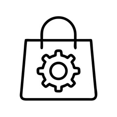 Obraz premium Shopping Bag with Gear Icon Representing Purchase Settings and E-Commerce Configuration