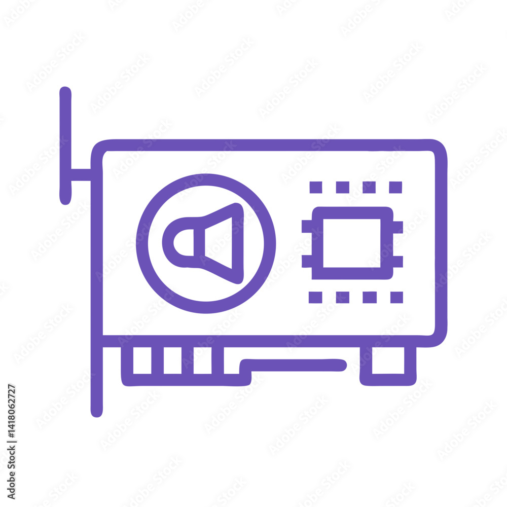 Poster Sound Card Icon Representing Audio Processing and Computer Sound Hardware