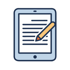 Tablet with Document Icon Representing Digital Reading or Online File Access