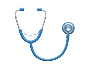 3d blue stethoscope medical equipment isolated on white background