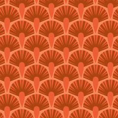 Art Deco inspired seamless floral pattern in orange brown warm tone