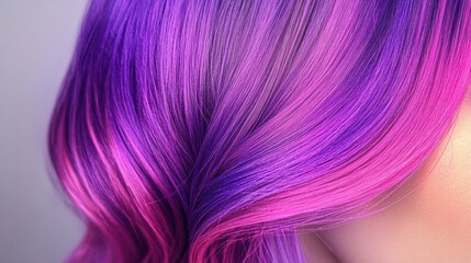 Naklejka premium Vibrant purple and pink ombre hair highlights.