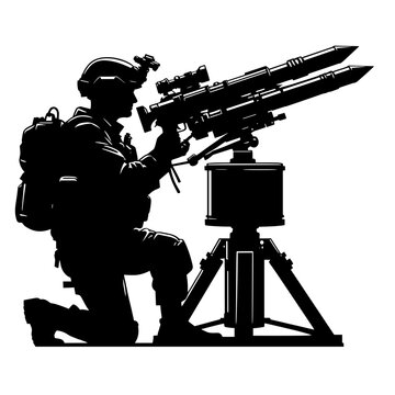 soldier aiming missile launcher silhouette clip art preview