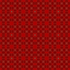 Seamless pattern with deep red geometric four petal flowers