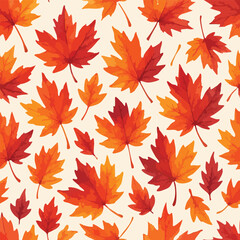 Colorful autumn leaves pattern on a white background