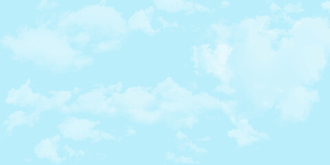 Obraz premium Blue sky with white cloud Vector cartoon nature background of Spring before sunset with bright sunlight,Horizon landscape beautiful dramatic white cloudy field 