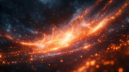 Abstract cosmic fiery nebula display.