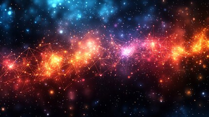 Obraz premium Colorful cosmic network of interconnected stars.