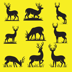 Fototapeta premium vector silhouettes set of deer. deer vector.