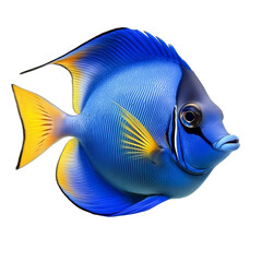 Blue Angelfish Vibrant Marine Life Illustration, Isolated on Transparent Background, Digital Painting, Angelfish, Tropical Fish, Underwater