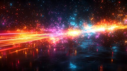 Fototapeta premium Cosmic energy streams illuminate a nebula's heart.