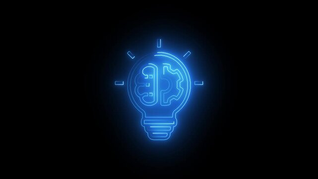 Glowing neon resourceful icon isolated on black background. Glowing neon Technique icon isolated on black background.