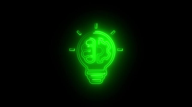 Glowing neon resourceful icon isolated on black background. Glowing neon Technique icon isolated on black background.