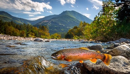 Freshly caught small brown trout (Salmo trutta fario)