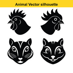   animal silhouette vector illustration icon set bundle.