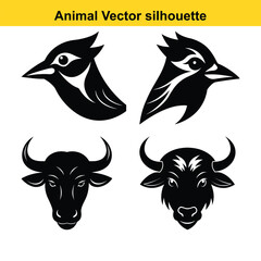   animal silhouette vector illustration icon set bundle.