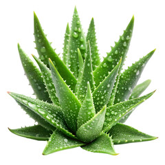 Fototapeta premium Fresh Aloe Vera Leaves with Water Droplets