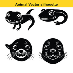   animal silhouette vector illustration icon set bundle.
