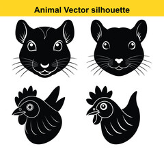   animal silhouette vector illustration icon set bundle.