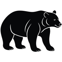 Bear Silhouette Vector Illustration. Bear walking mascot