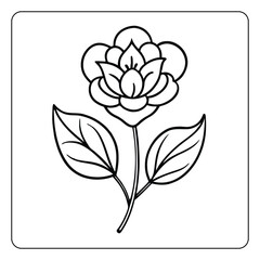 Vector floral art illustration of a rose with delicate petals and a vintage design