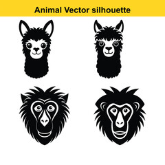   animal silhouette vector illustration icon set bundle.