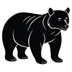 Bear Silhouette Vector Illustration. Bear walking mascot