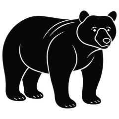 Bear Silhouette Vector Illustration. Bear walking mascot
