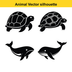   animal silhouette vector illustration icon set bundle.