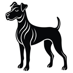 Vector black silhouette of a dog isolated on a white background