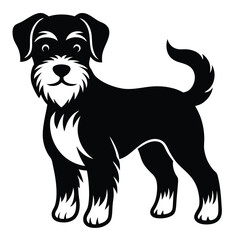 Vector black silhouette of a dog isolated on a white background