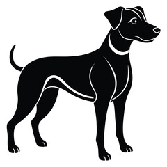 Vector black silhouette of a dog isolated on a white background