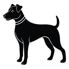 Vector black silhouette of a dog isolated on a white background