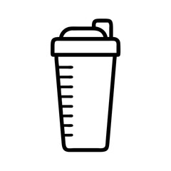 Protein Shaker Bottle with Measuring Scale Icon Design