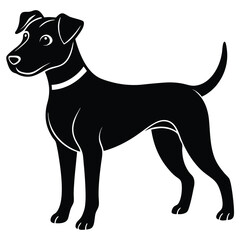 Vector black silhouette of a dog isolated on a white background