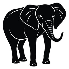 Fototapeta premium Silhouette of a desert elephant - digitally hand drawn vector illustration 