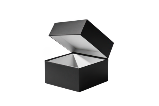 Transparent Black Cube Illustration on Invisible Background
